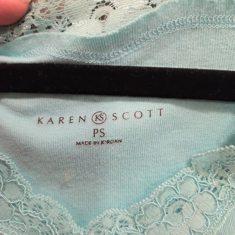 Karen Scott Lace‎ Trim Cami Tank Top Womens Size SP Preppy Y2K - Picture 3 of 6